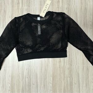 Black Mesh Crop Top